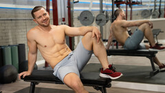 Two dudes are ready to pound each other in gym