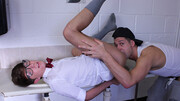 Horny Josh Adams and Sean Savoy share public toilet for anal sex