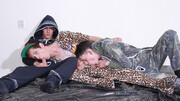 Skinny boys mix naughty anal moments in a pyjamas threesome