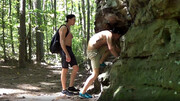 Exploring his cave in an outdoor fucking session