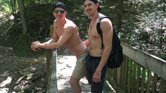Exploring his cave in an outdoor fucking session