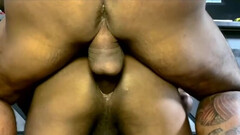 Bareback banging at a bar with three black peverts