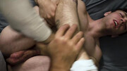 Skinny teen Calvin M getting analy demolished in bed
