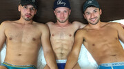 Coeds wearing their hats on while having a thresome