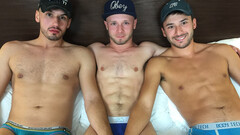 Coeds wearing their hats on while having a thresome