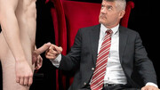 Dominant DILF is examining the naked body of a twink