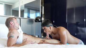 Latino lover endures harsh anal after he sucks dick with great care