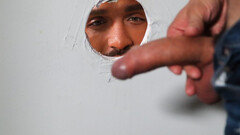 Italian lover tries black cock through the gloryhole