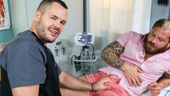 Russian male doctor fucks hairy mature in the ass during the checkup