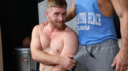 Full bareback sex at the locker room after priceless foreplay