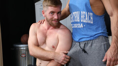 Full bareback sex at the locker room after priceless foreplay