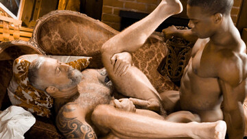 Interracial pleasures with two horny fuckers