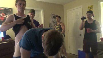 Skinny guy with a nice ass gets spit roasted
