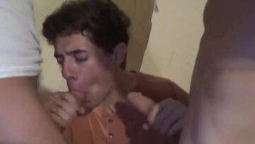 Huge fucking slut sucking every dick he can get