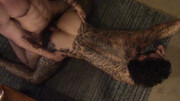Guy with a shaggy hairdo gets shagged on all fours