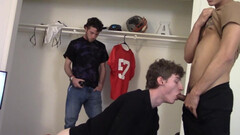 Dude with a hard cock watches them screw