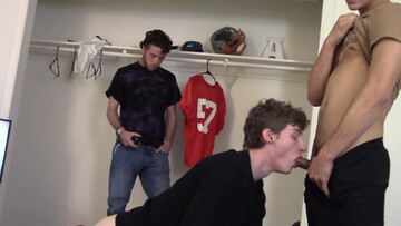 Dude with a hard cock watches them screw
