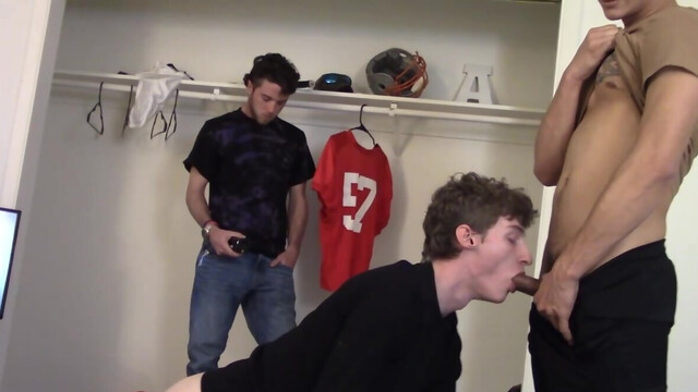Dude with a hard cock watches them screw