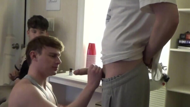 Guys watch sports and fuck a whore's hot mouth