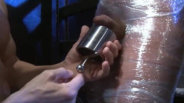 His entire body is covered and his cock gets toyed with