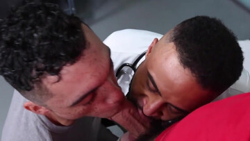 The doctor and a nurse are having fun with a patient