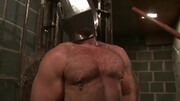 Putting a helmet on his head and using his body and cock