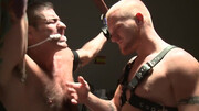 Dominant stud is punishing the nipples of a sub fellow