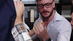 Three office buddies are having a freaky three-way