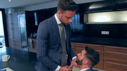 Deepthroating his huge cock and eating out his asshole