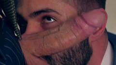 Deepthroating his huge cock and eating out his asshole