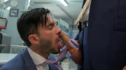 Andy Star and Dario Beck having sex in the laundromat