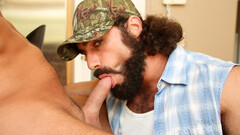 Southern man wearing a hat while fucking a blond model