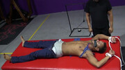 Latino hunk enjoys the way his master teases his tied ass
