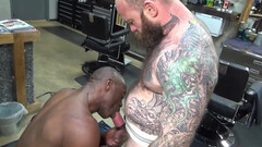 The popular black man gets freaky with the tattooed stud