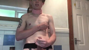 Ginger twink teen stuffs his tight arse to jerk off