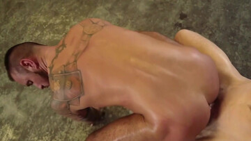 Tanned men with amazing bodies are fucking in a garage