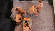 Nude lads offer a great view of their orgy in marvelous positions