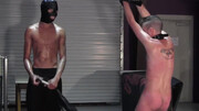Skinny male plays dominant with his slave in lubed BDSM kinks