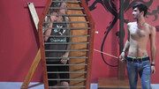 Caged boy is in for a merciless anal surprise
