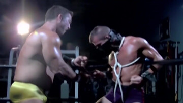 Muscular male slave is captive and set to endure merciless cock in ass