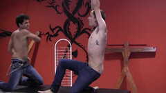 Young master whips his male slave during their first amateur BDSM