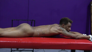 Black male slave gets clamped and waxed in dirty BDSM fetish