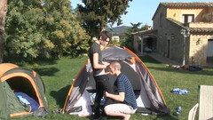 Horny twinks make out in kinky anal scenes while camping