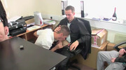 Office lads share group sex perversions in a hot foursome