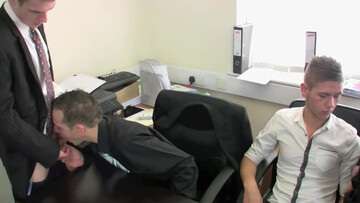 Office lads share group sex perversions in a hot foursome