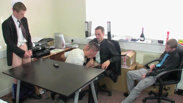 Office lads share group sex perversions in a hot foursome