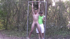 Giving him a handjob and playing with his skinny torso