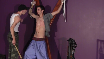 He got caught and now he finds himself bound and used