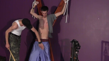 He got caught and now he finds himself bound and used