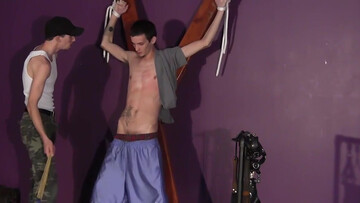 He got caught and now he finds himself bound and used